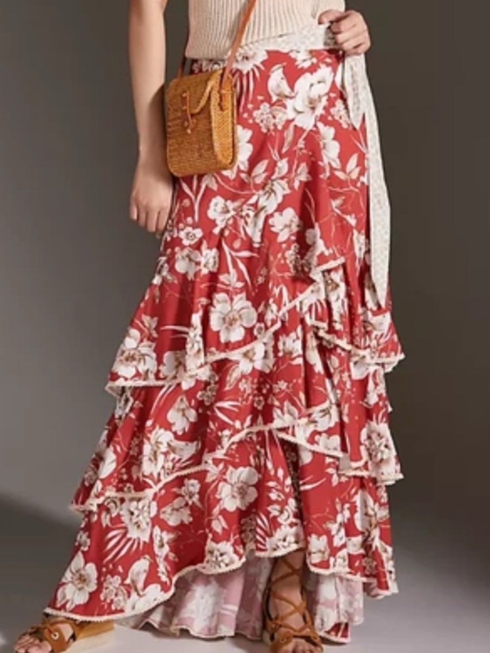 Especia Ruffled Wrap Maxi Skirt, Small